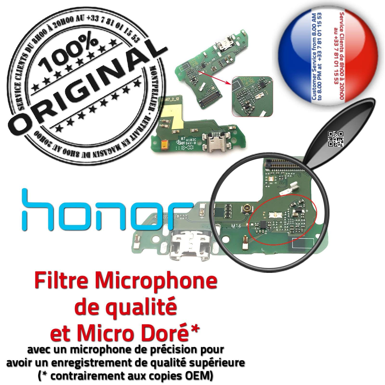 Honor 7C Prise Alimentation Chargeur PORT de Charge ORIGINAL Nappe Câble USB C